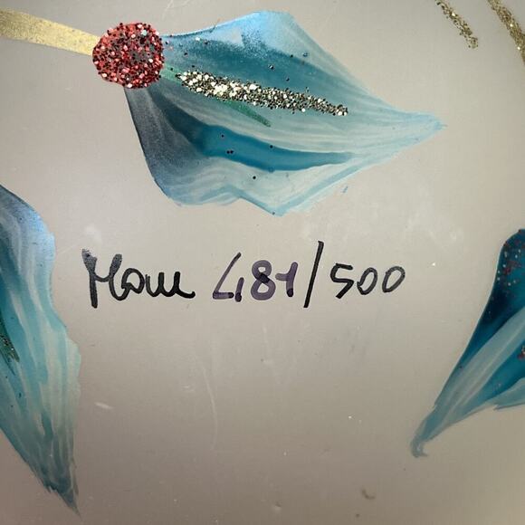 Bellagio Italian Mouth Blown Glass Christmas Holly Ornament Italy With Box - Picture 6 of 8